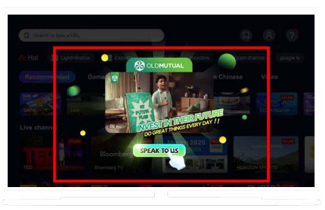 A pop-up ad example displayed over the interface during app launch.
